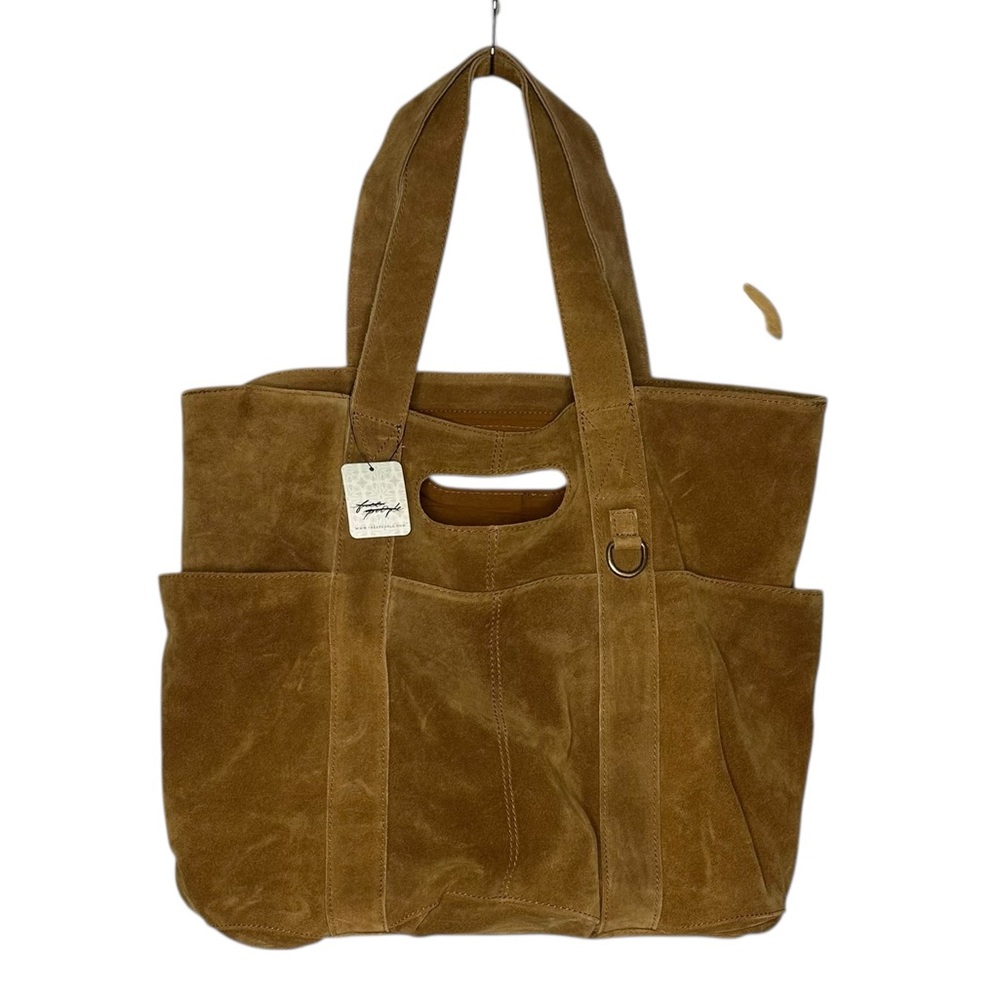 NWT FREE PEOPLE Suede Caravan Tote Bag - Saddle - Picture 4 of 13